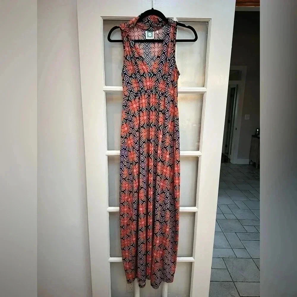 Vfish | Resort Bold Tropical Bohemian Floral Print V Neck Maxi Dress Size XS